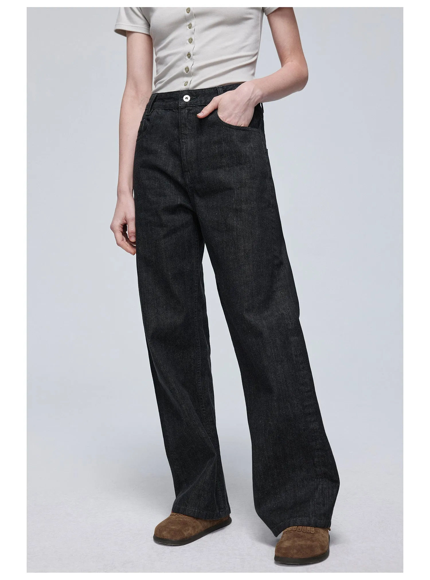 Colored selvage A-line jeans