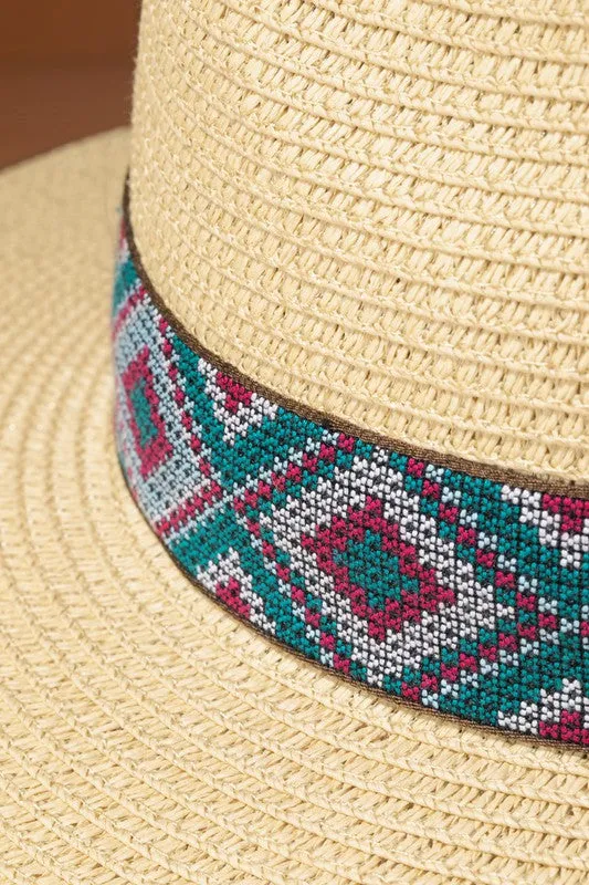 Colorful Ethnic Band Panama Hat