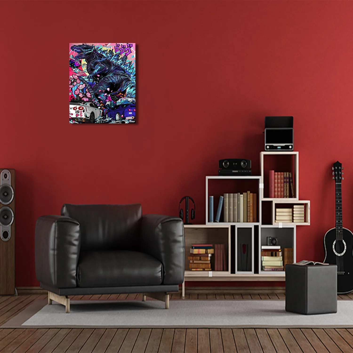 Colorful Godzilla Canvas Wall Art