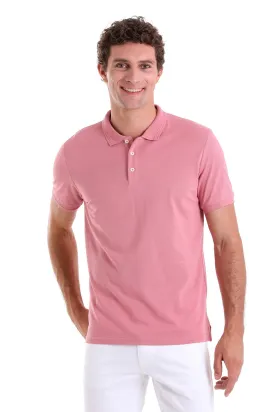 Comfort Fit Basic Plain 100% Cotton Rose Polo T-Shirt