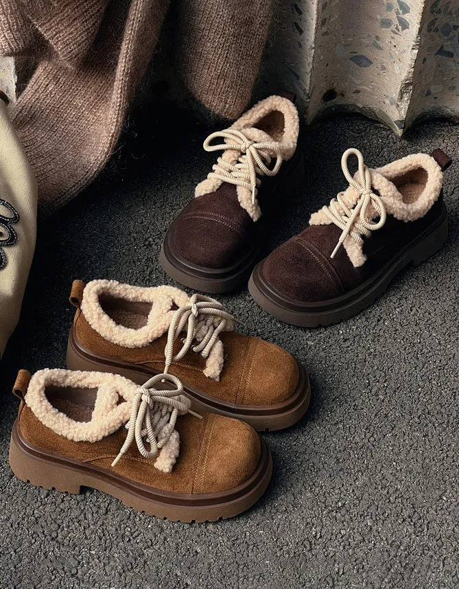 Comfortable Winter Suede Shoes with Fur