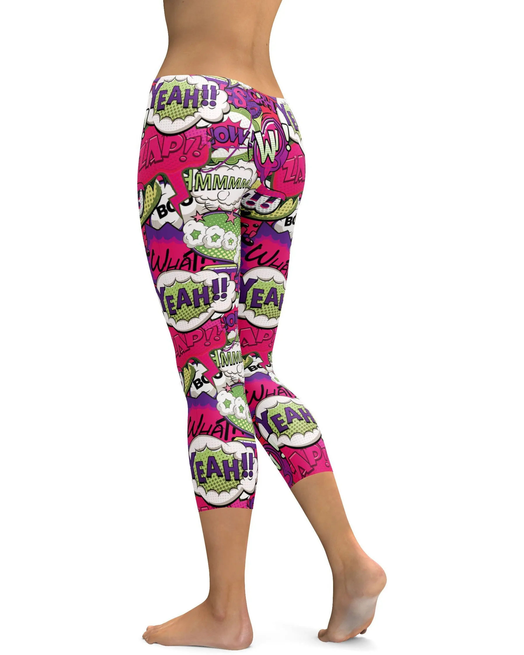 Comic Book Bubbles Pink Capris