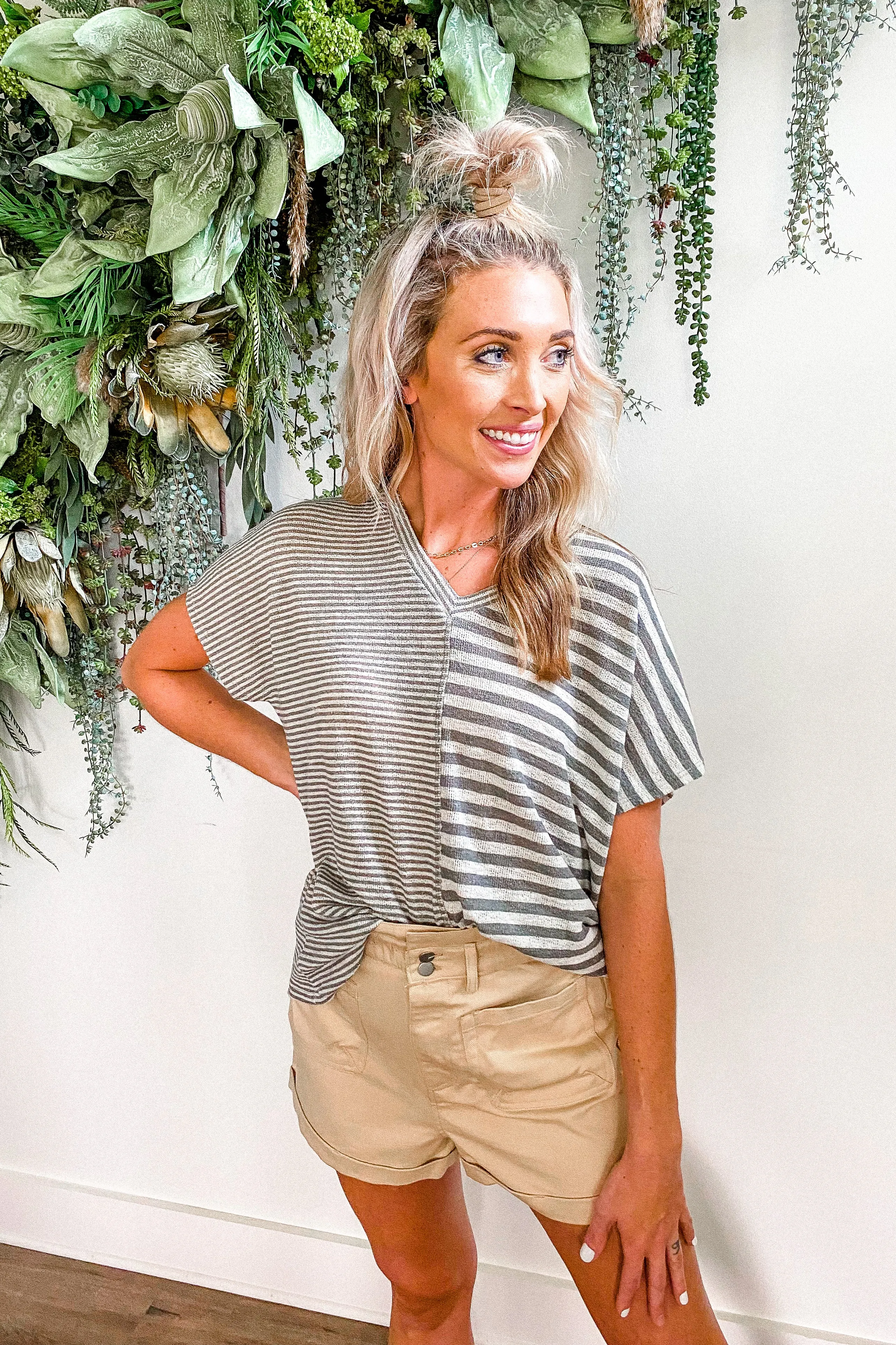 Connor Grey 2 Way Stripe Top | FINAL SALE