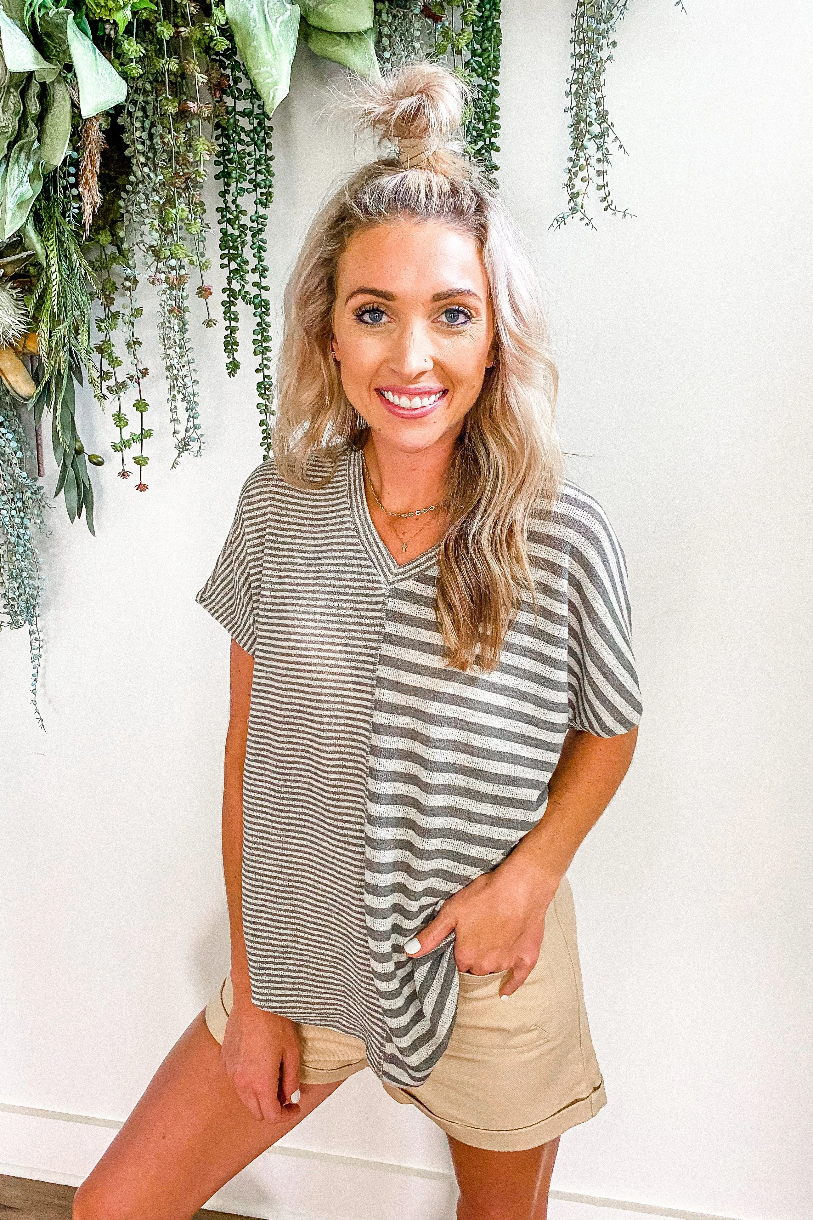 Connor Grey 2 Way Stripe Top | FINAL SALE