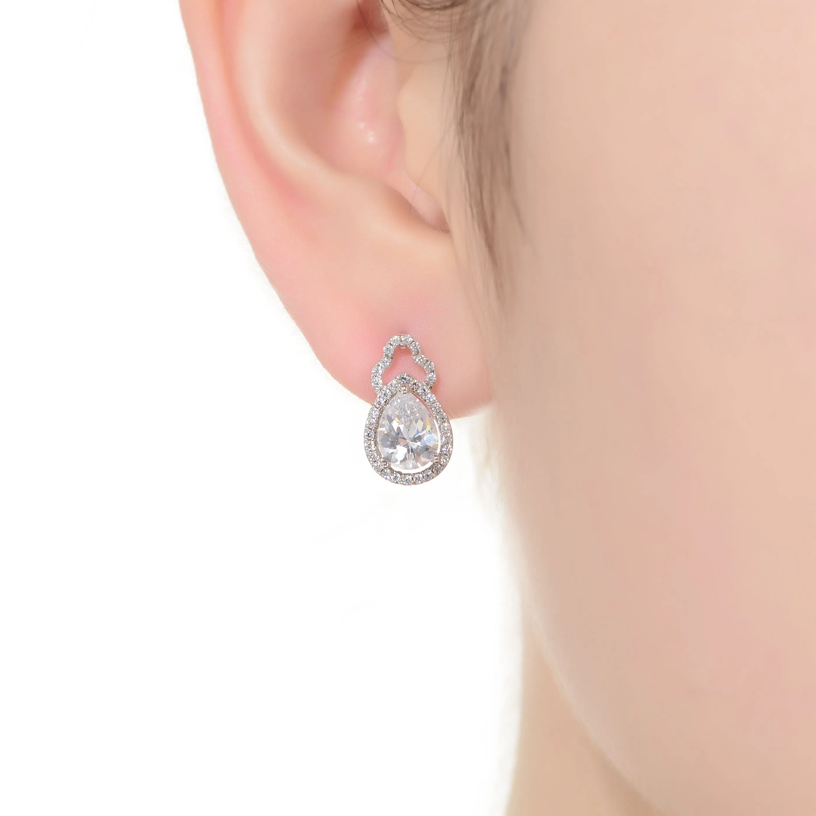 Constance Button Stud Teardrop Earrings