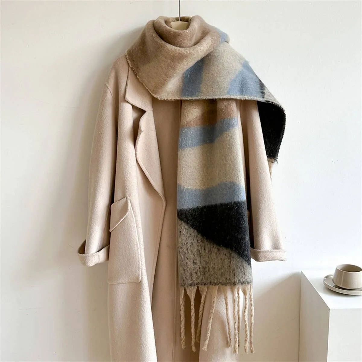 Contrast Scarf - Blue   Pink