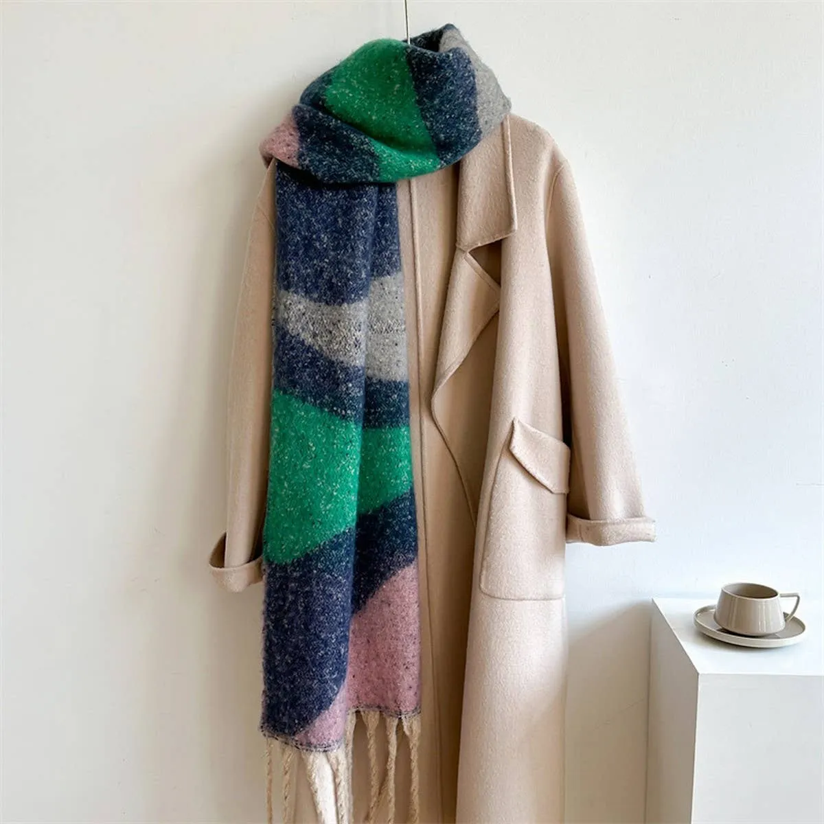 Contrast Scarf - Khaki