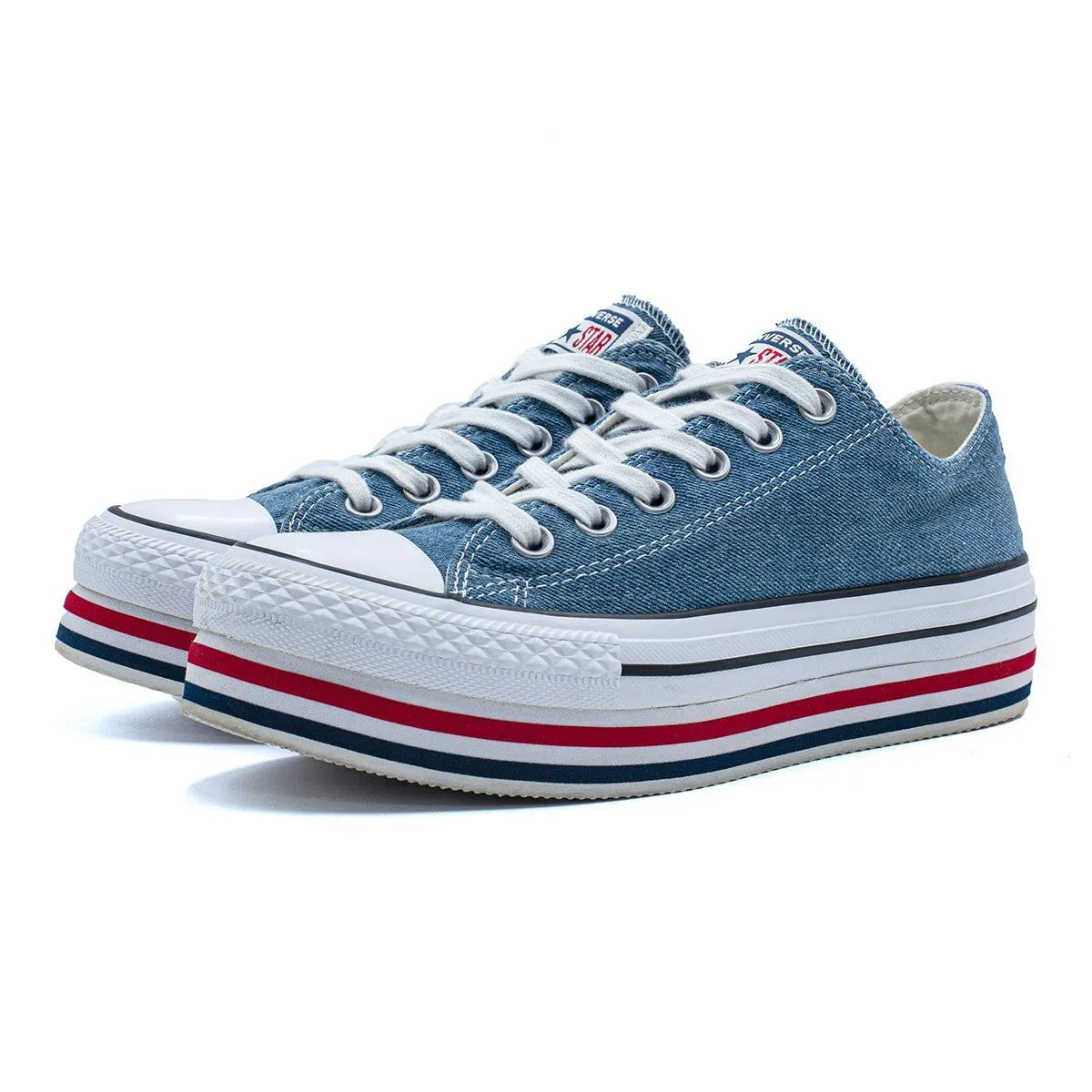 Converse Chuck Taylor Layer Ox Low-Top Sneakers Denim Blue Colour For Women