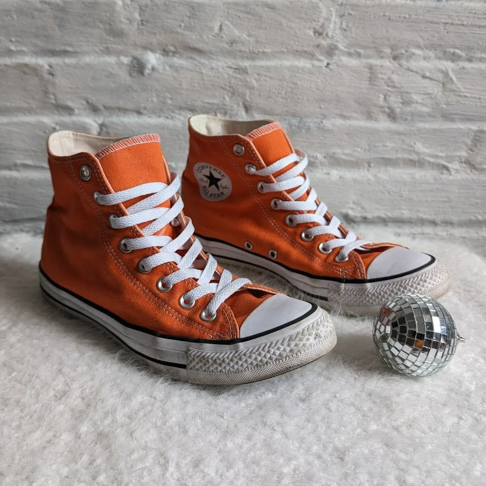 Converse Chucks Neon Orange Hightop Sneakers Skater Kicks Nerdcore Grunge Shoe