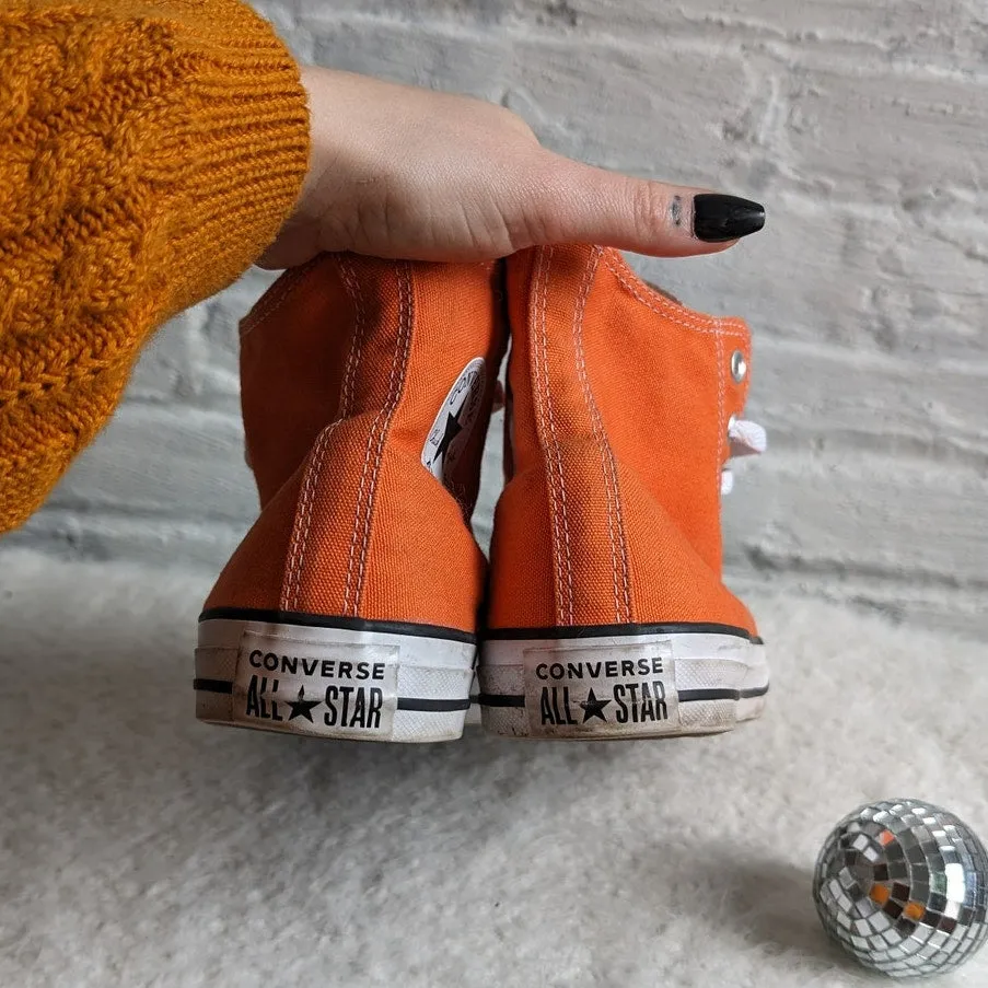 Converse Chucks Neon Orange Hightop Sneakers Skater Kicks Nerdcore Grunge Shoe