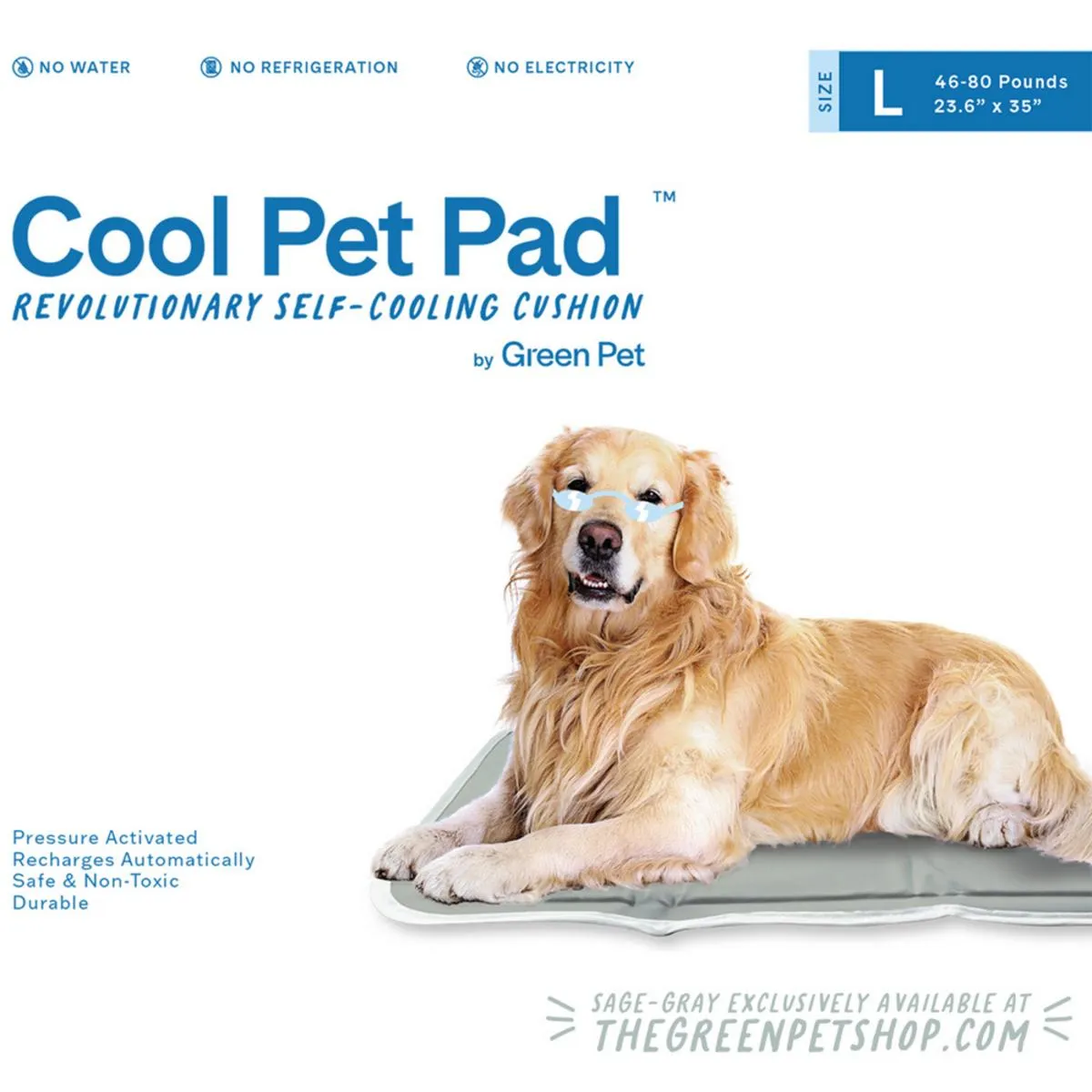 Cool Care Technologies Cool Pet Pad - Medium/Sage Gray