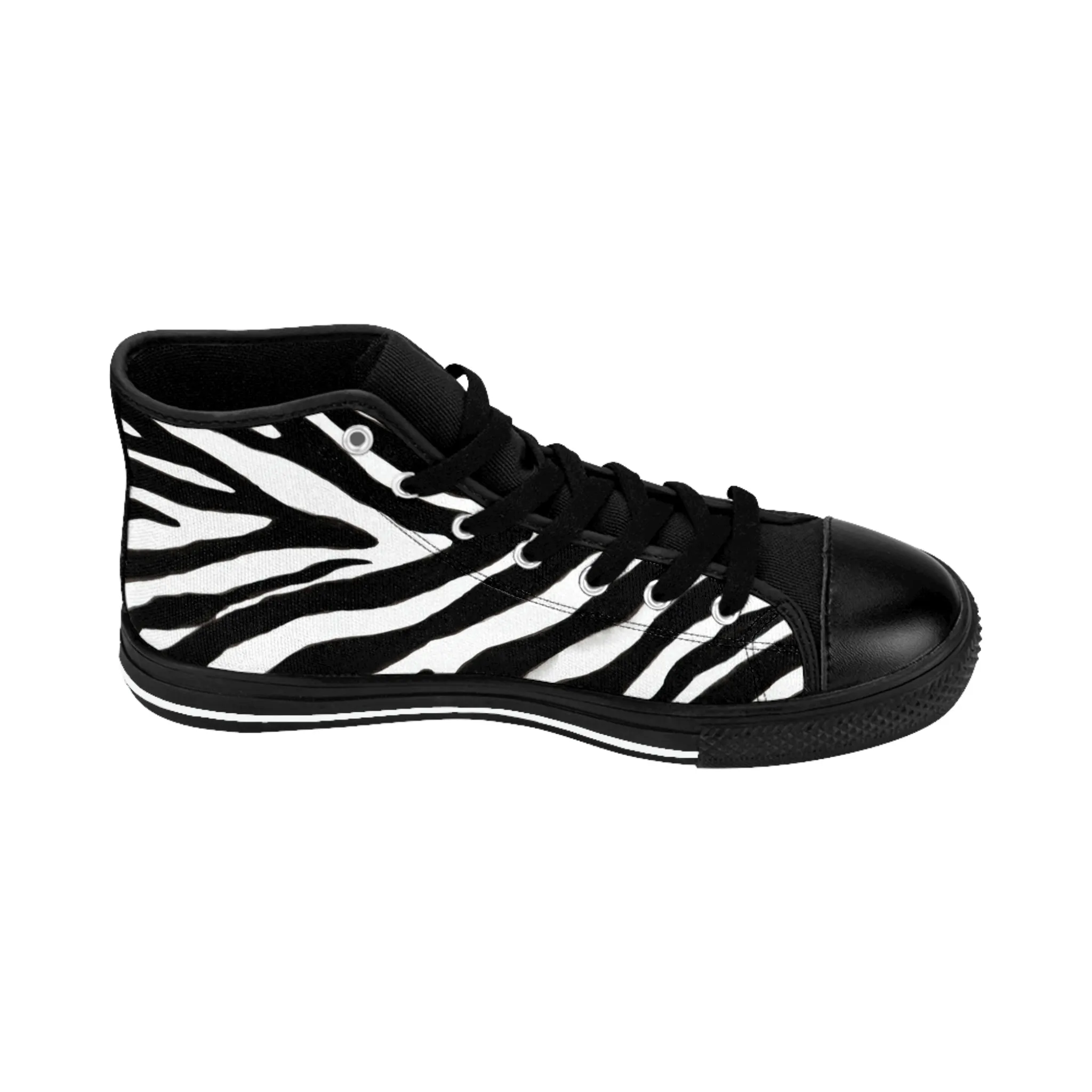 Cool Zebra Women's Sneakers, Striped Animal Print Designer High-top Fashion Tennis Shoes