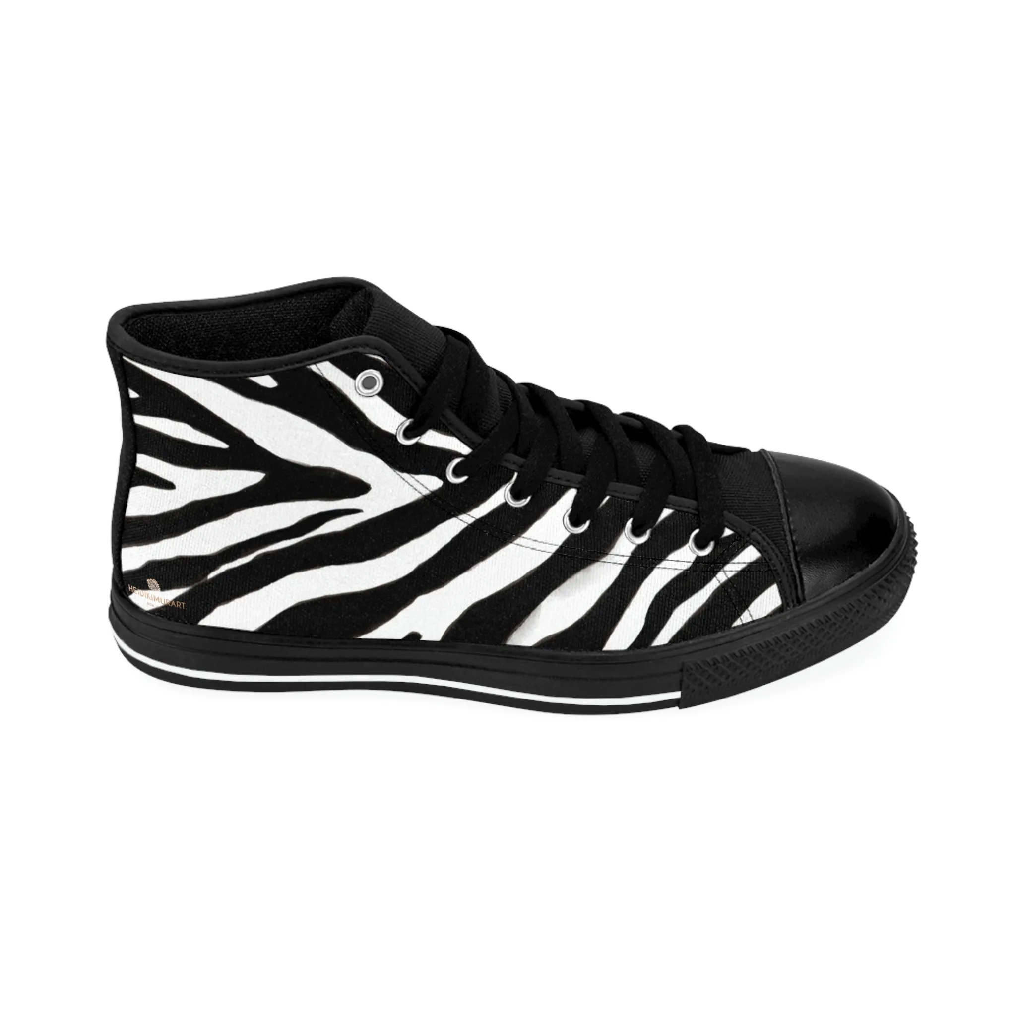 Cool Zebra Women's Sneakers, Striped Animal Print Designer High-top Fashion Tennis Shoes