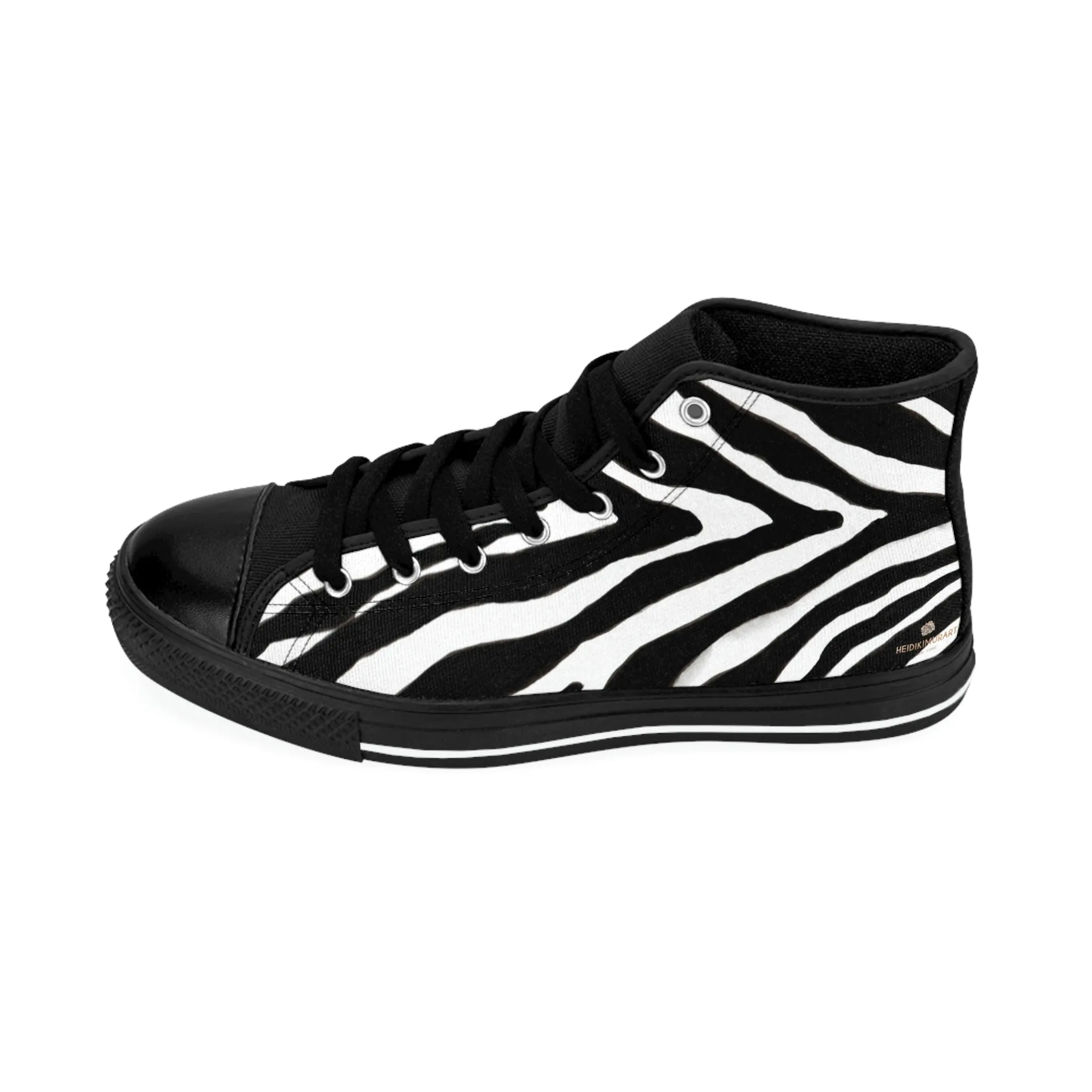 Cool Zebra Women's Sneakers, Striped Animal Print Designer High-top Fashion Tennis Shoes