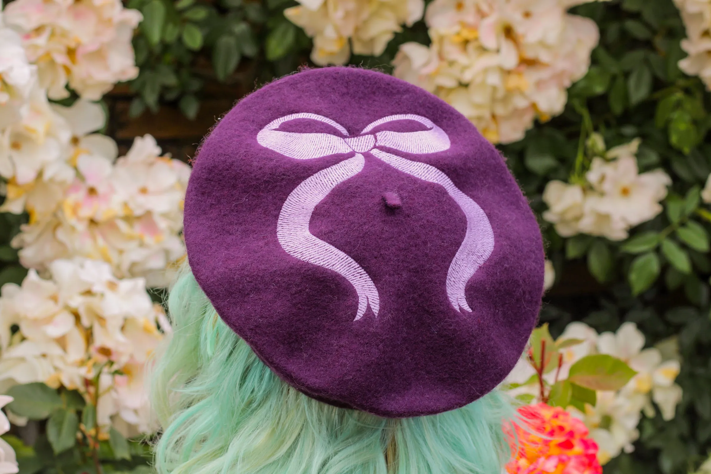 Coquette Ribbon Embroidered Beret!