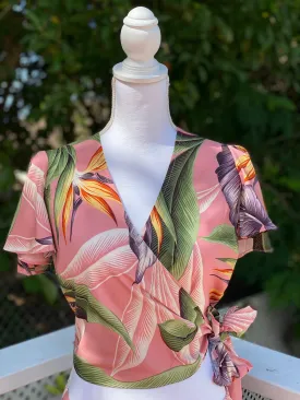 Cora Spearman Hawaii WOMENS Birds Of Paradise Mauve Wrap Top