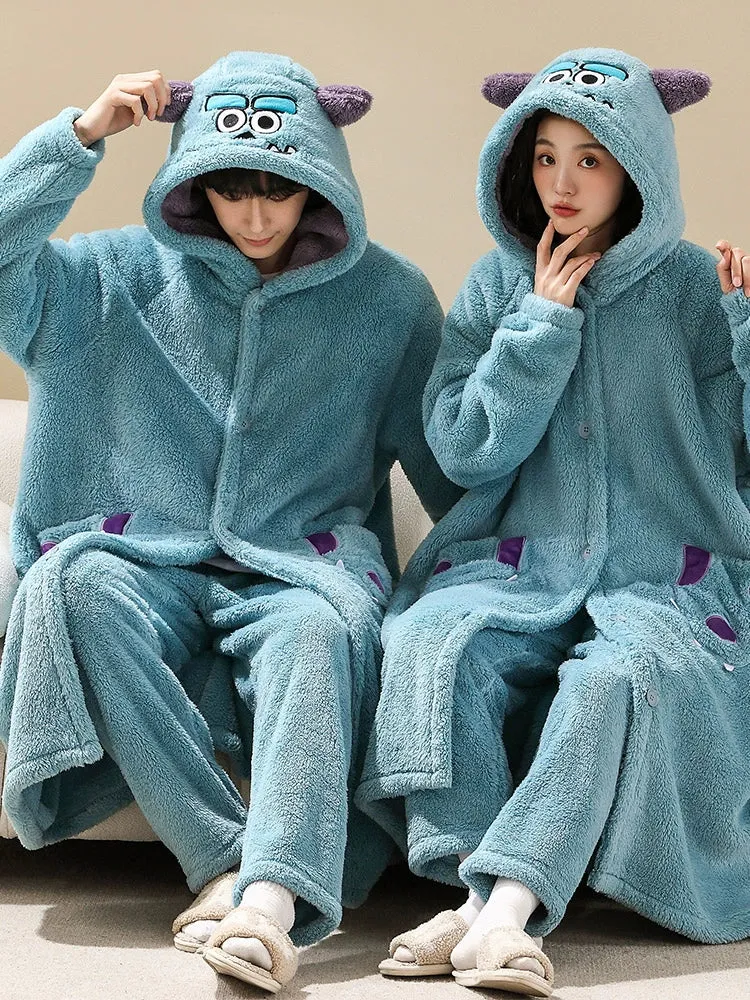 Coral Velvet Couple Pajamas