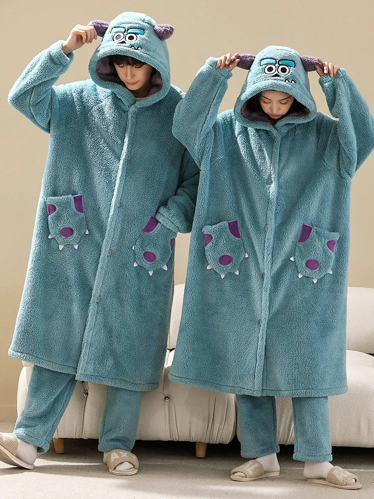 Coral Velvet Couple Pajamas