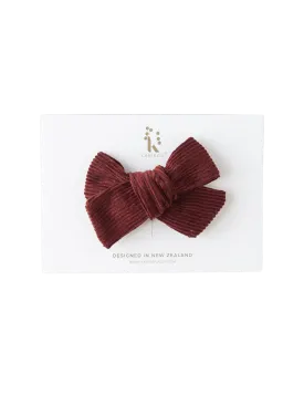 Corduroy Pinwheel Bow - Garnet