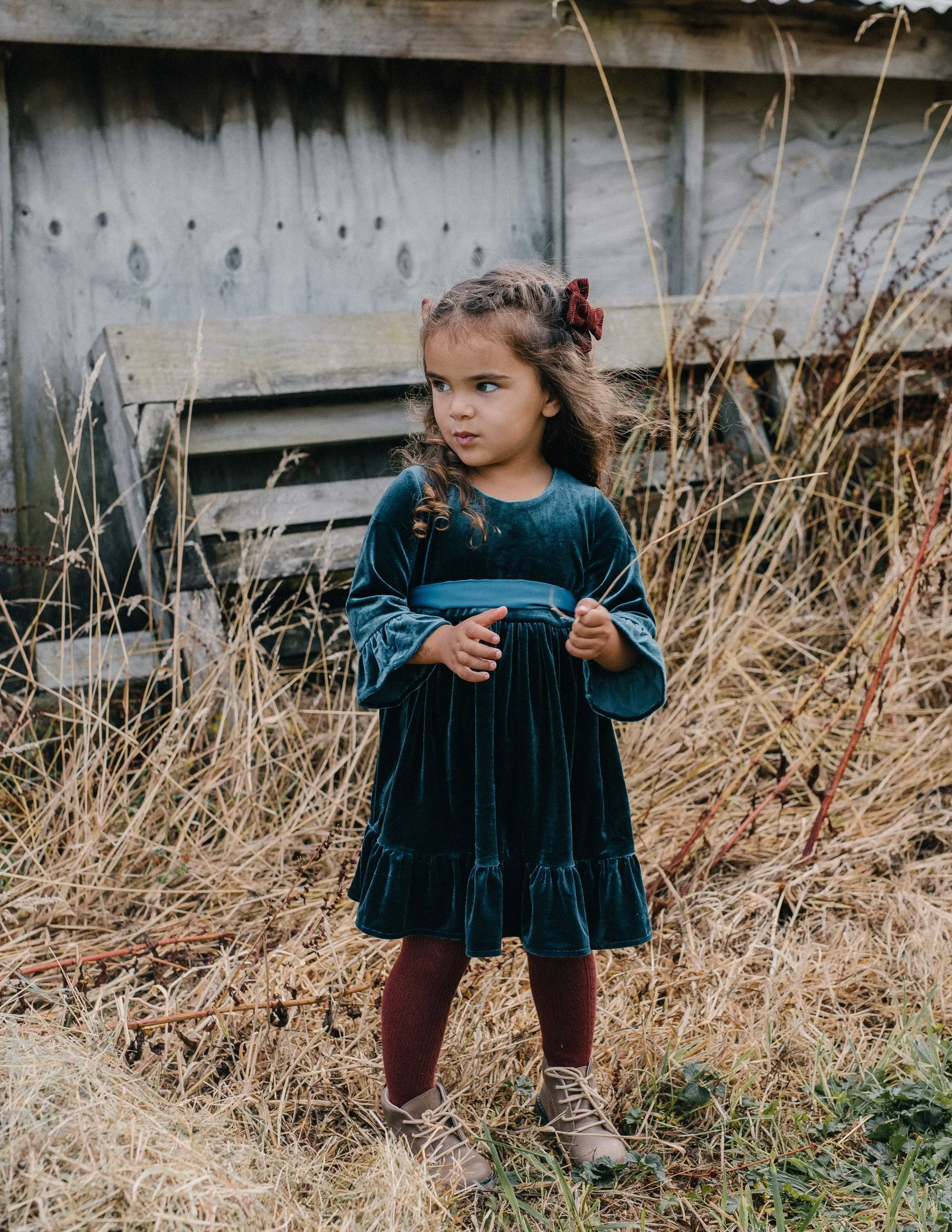 Corduroy Pinwheel Bow - Garnet