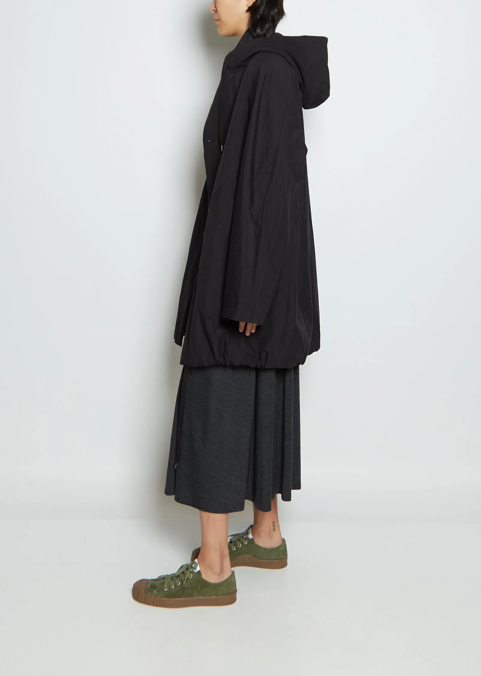 Cotton & Linen Drawstring Parka Coat