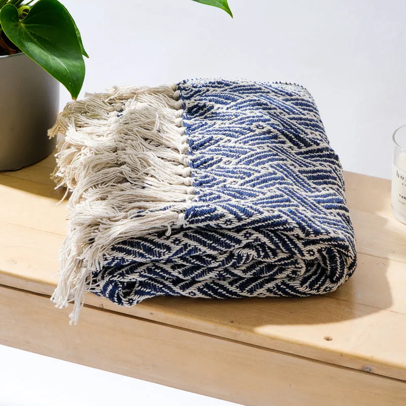 Cotton Bay Big Weave Throw - Navy