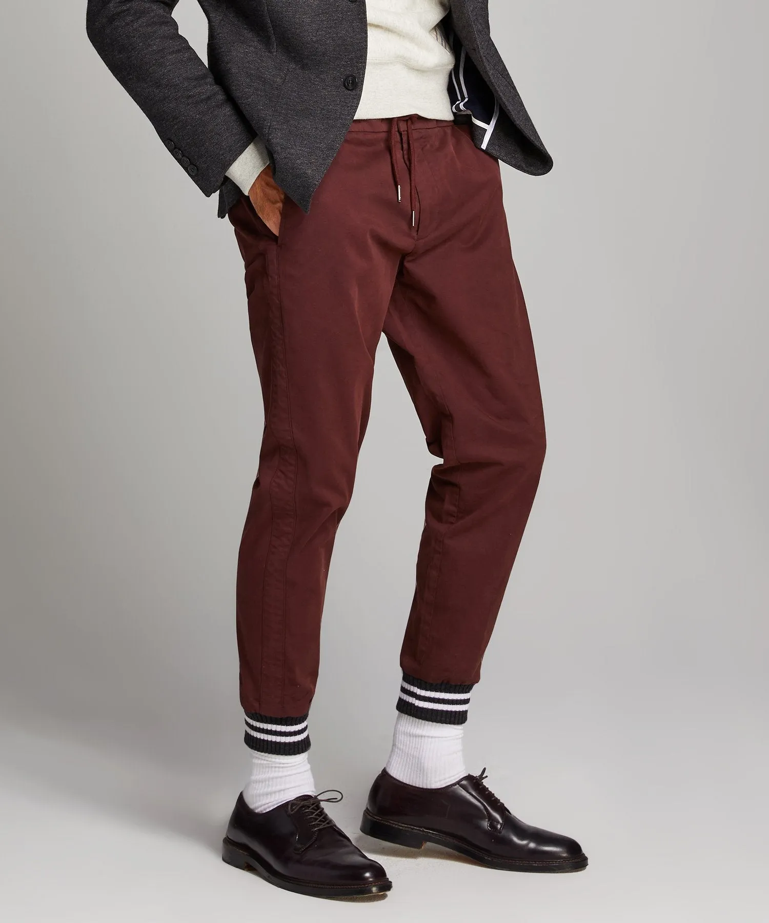 Cotton Chino Jogger in Deep Burgundy