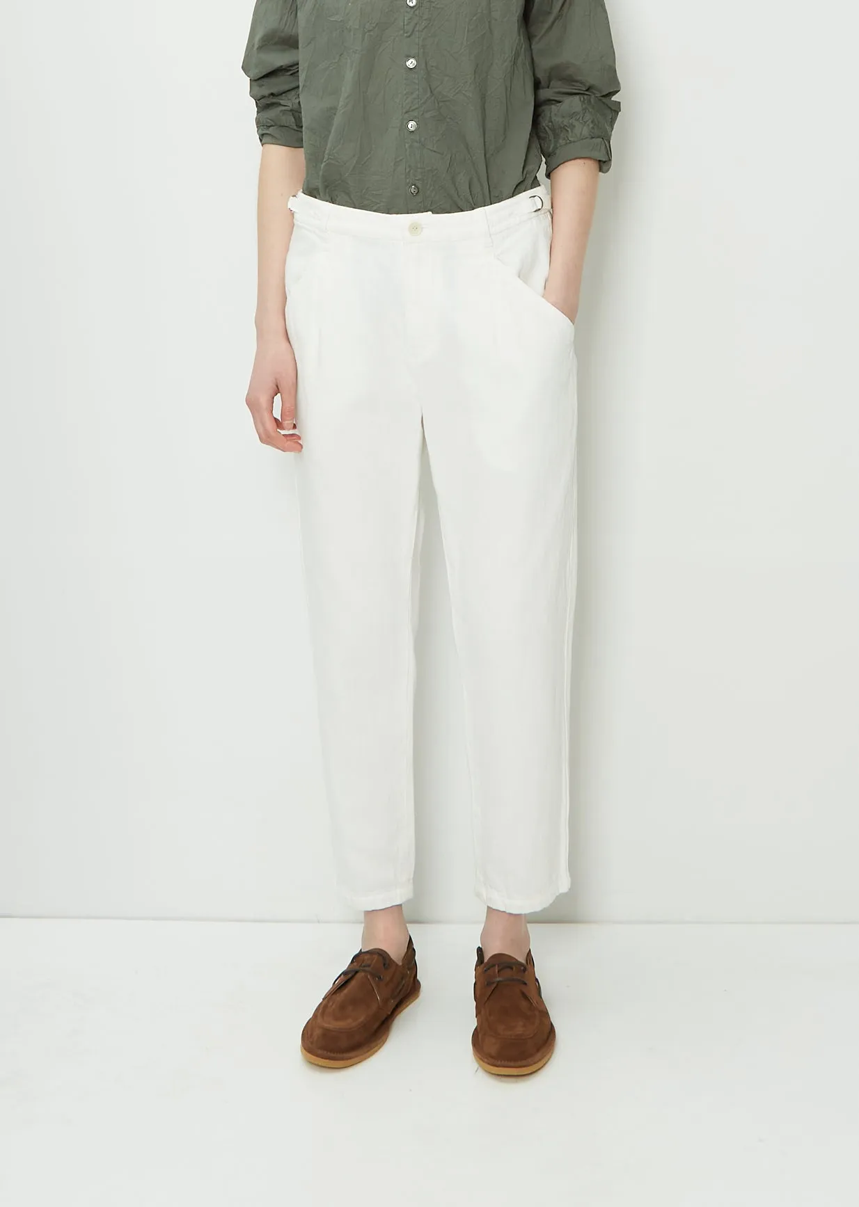 Cotton Linen Denim Pants — Ivory