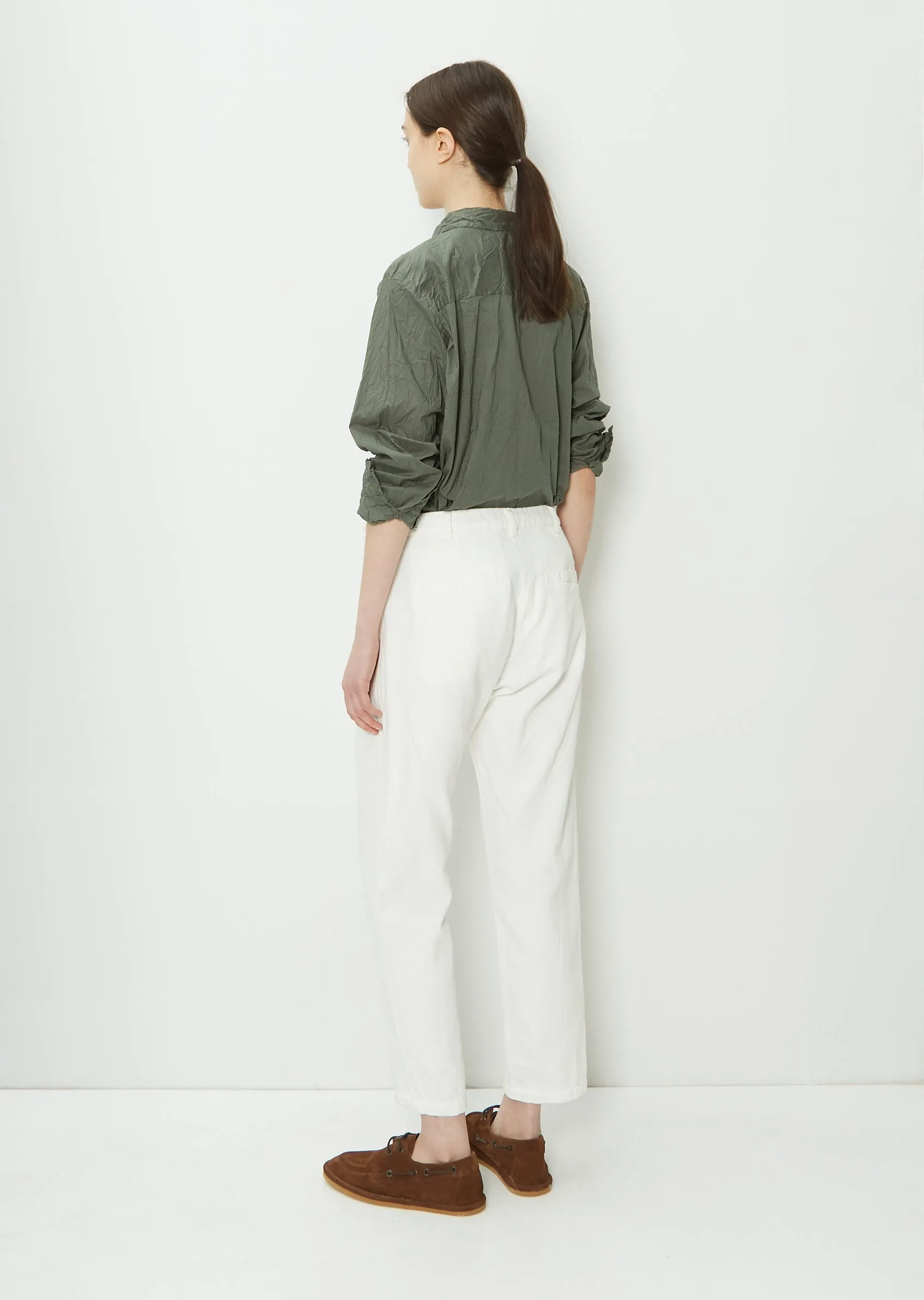 Cotton Linen Denim Pants — Ivory