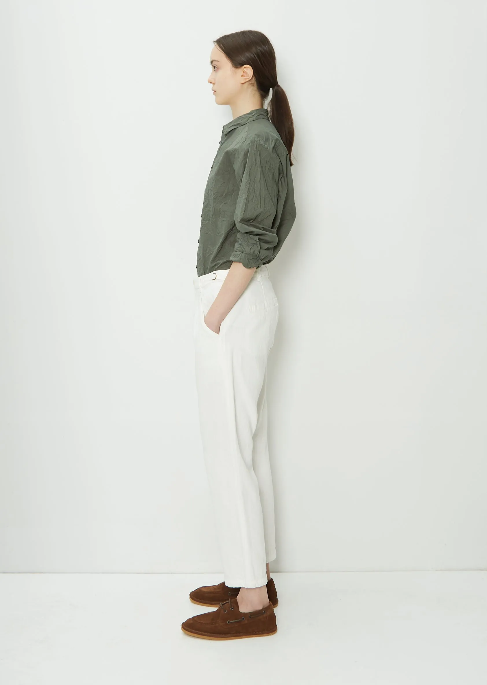 Cotton Linen Denim Pants — Ivory