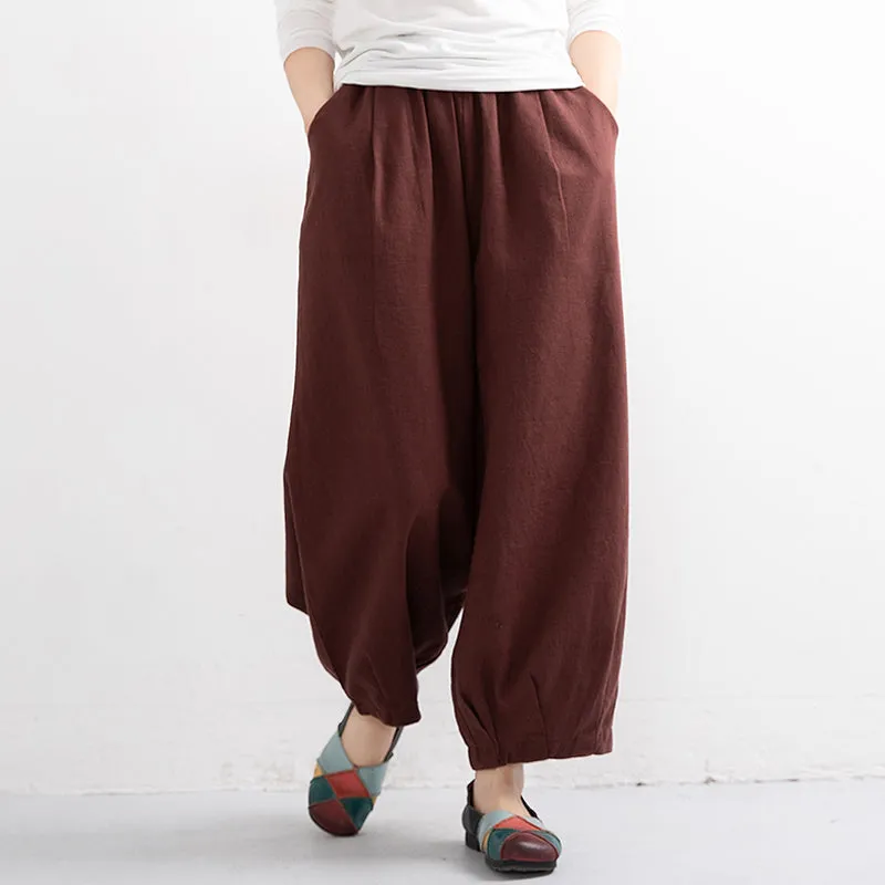 Cotton Linen Loose Wide Leg Pants