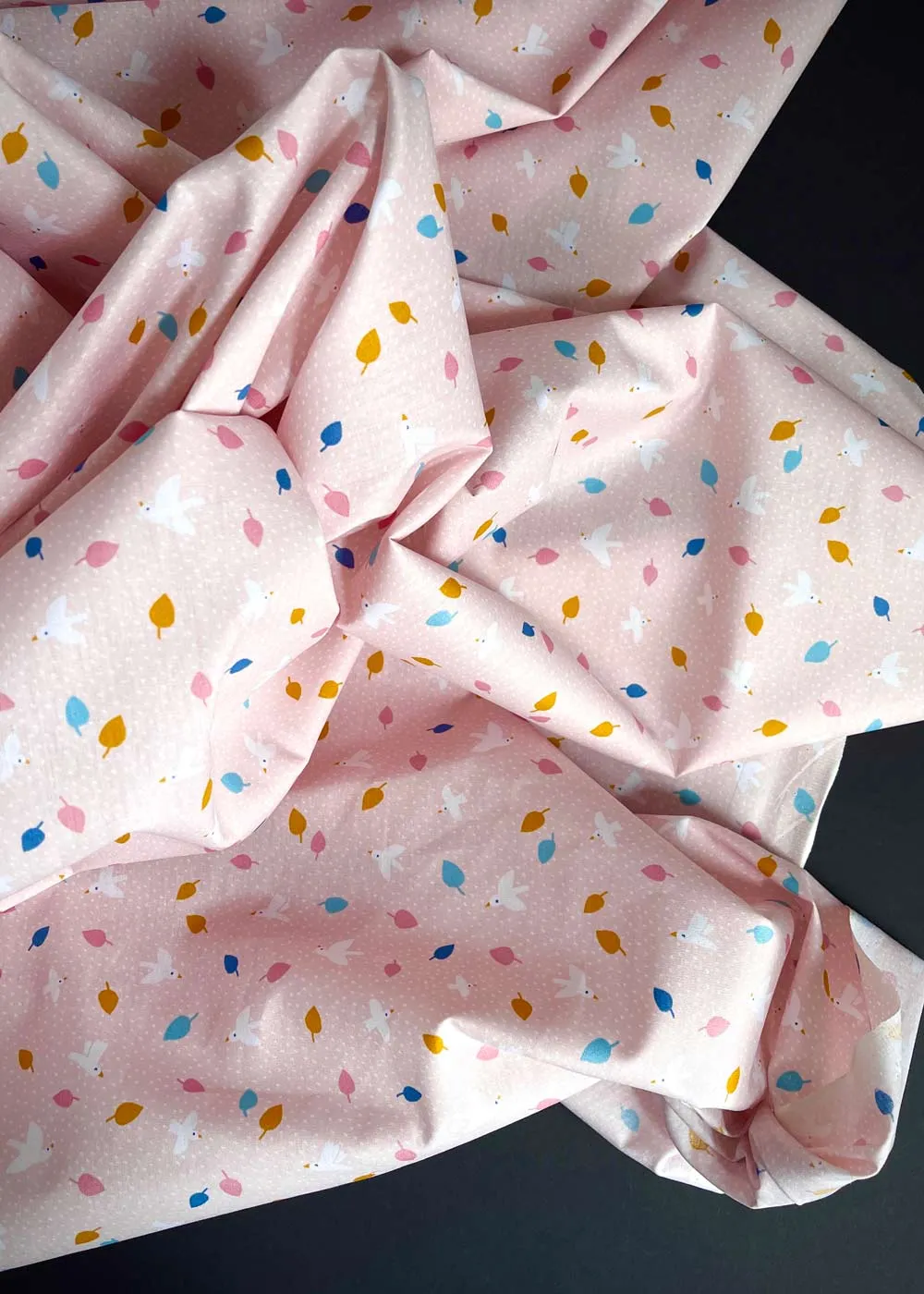 Cotton Poplin Fabric, Flight of Fancy Pink