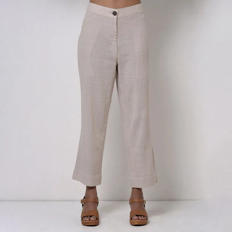 Cotton Trouser For Women | Regular Fit | Full Length | Beige