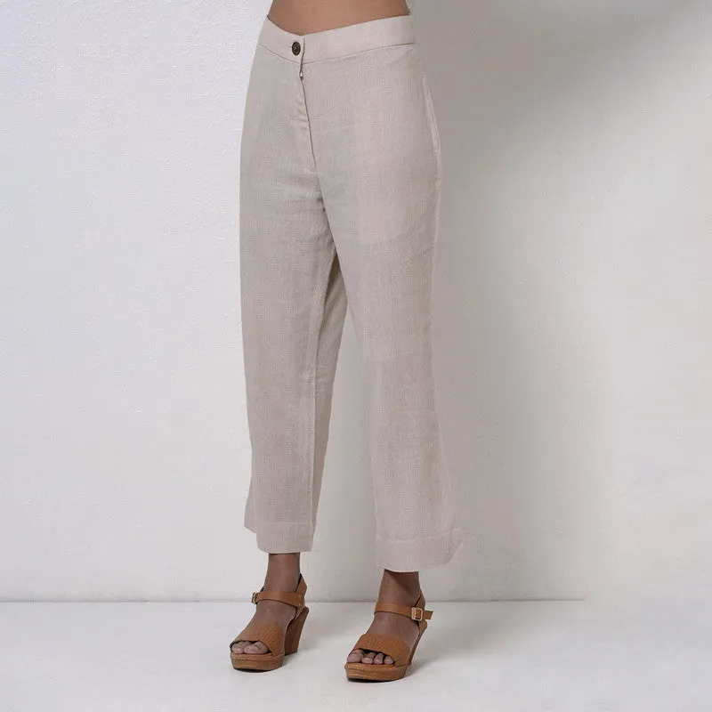 Cotton Trouser For Women | Regular Fit | Full Length | Beige