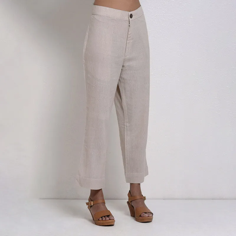 Cotton Trouser For Women | Regular Fit | Full Length | Beige