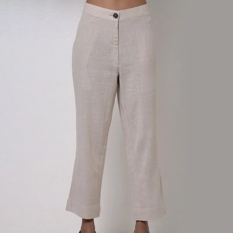 Cotton Trouser For Women | Regular Fit | Full Length | Beige