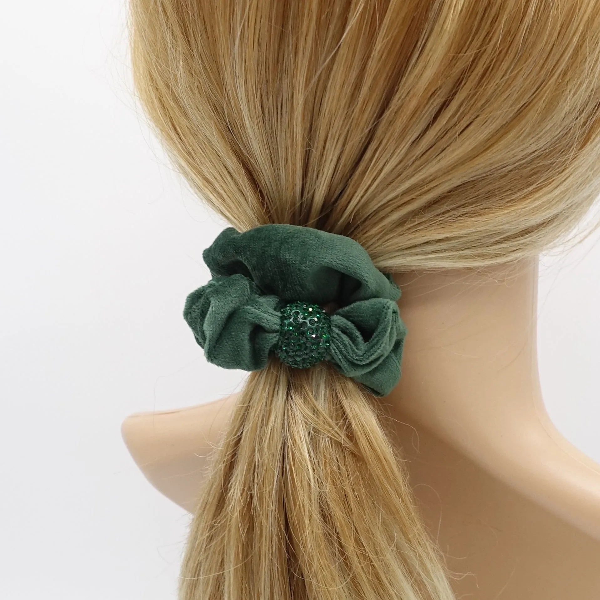 cotton velvet scrunchies, medium scrunchies, velvet rhinestone scrunchies for women