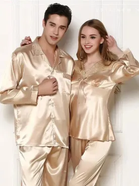 Couple Pajamas Golden Couple Spring Autumn Mens Ladies Long Sleeve Pajamas Golden Couple