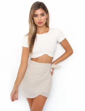 Coven Wrap Skirt - Beige Stripe