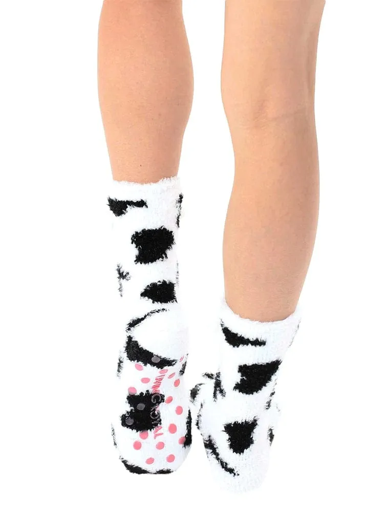 Cow Crew Slipper Socks Soft and Fuzzy Women's