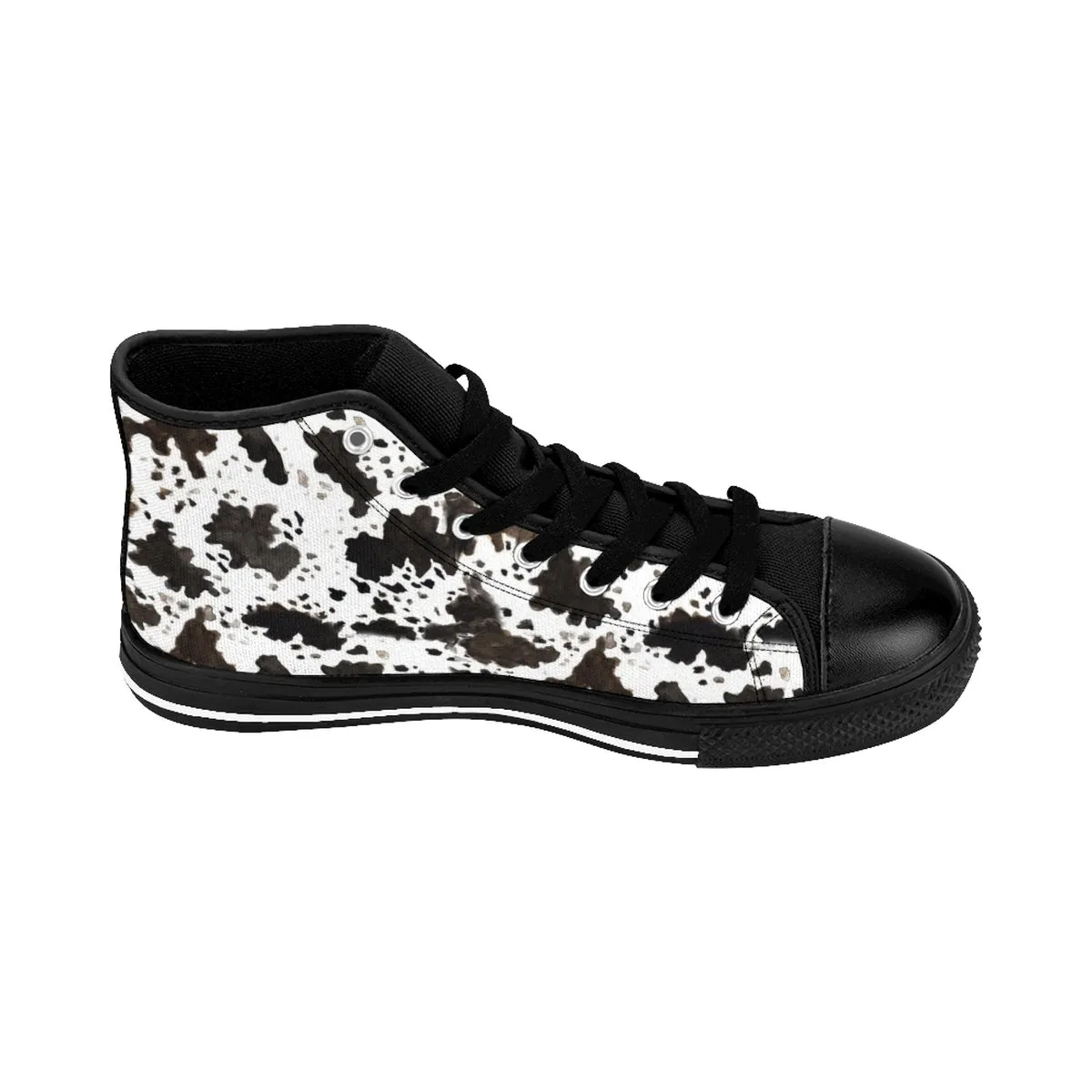 Cow Print Women's Sneakers, Brown High Performance Women's High-Top Running Shoes