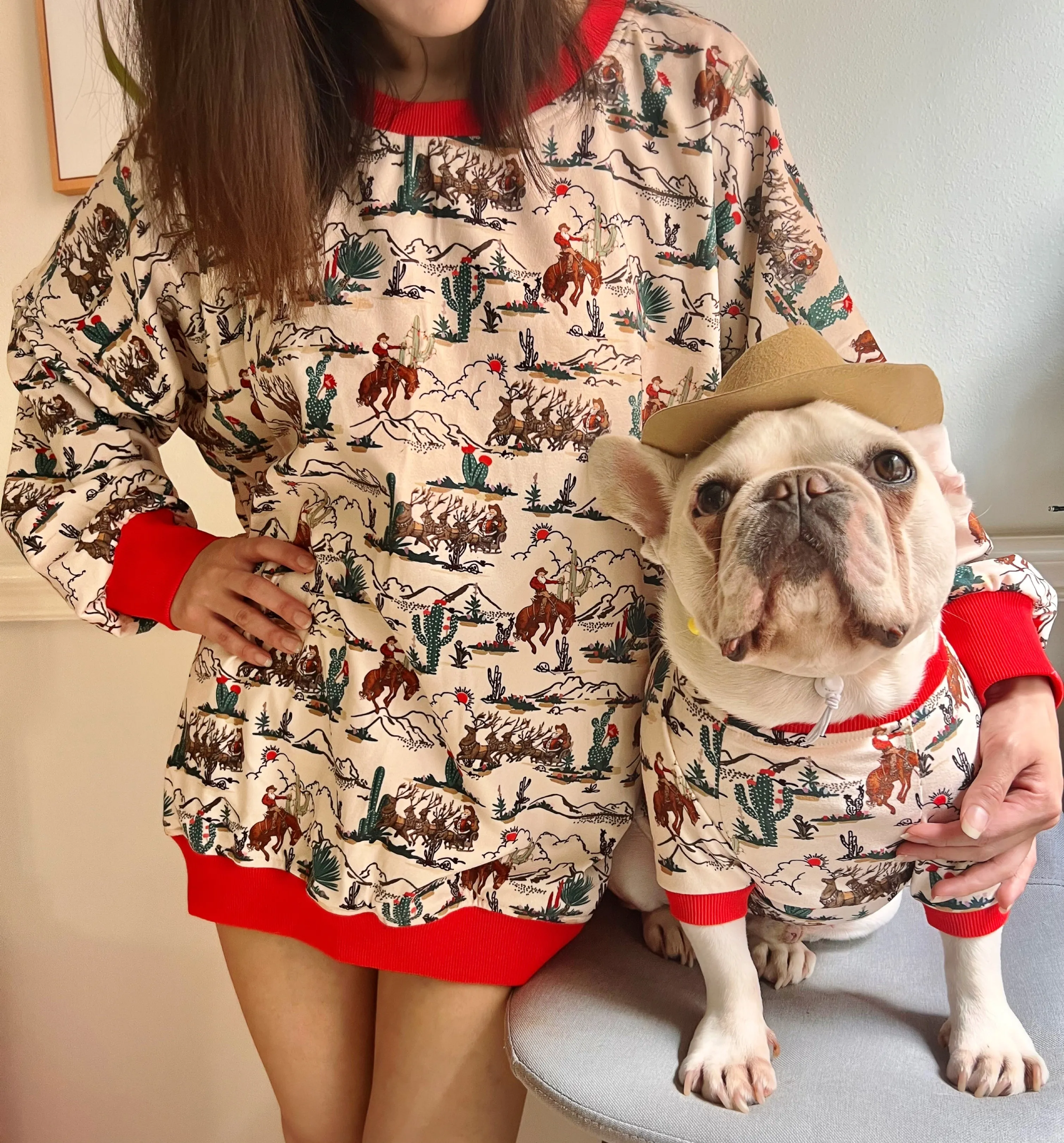 Cowboy Santa Wild Western Holidays Owner and Pet Matching Sweater