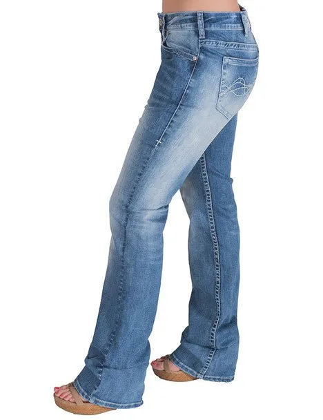 Cowgirl Tuff Womens Down Home Light Wash Cotton Blend Jeans