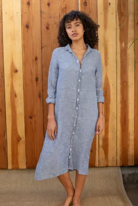 CP Shades Blue/Grey Stripe Linen Maxi