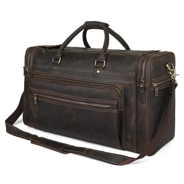 Crazy Horse Men's Conductor Distressed Hide Duffel Bag