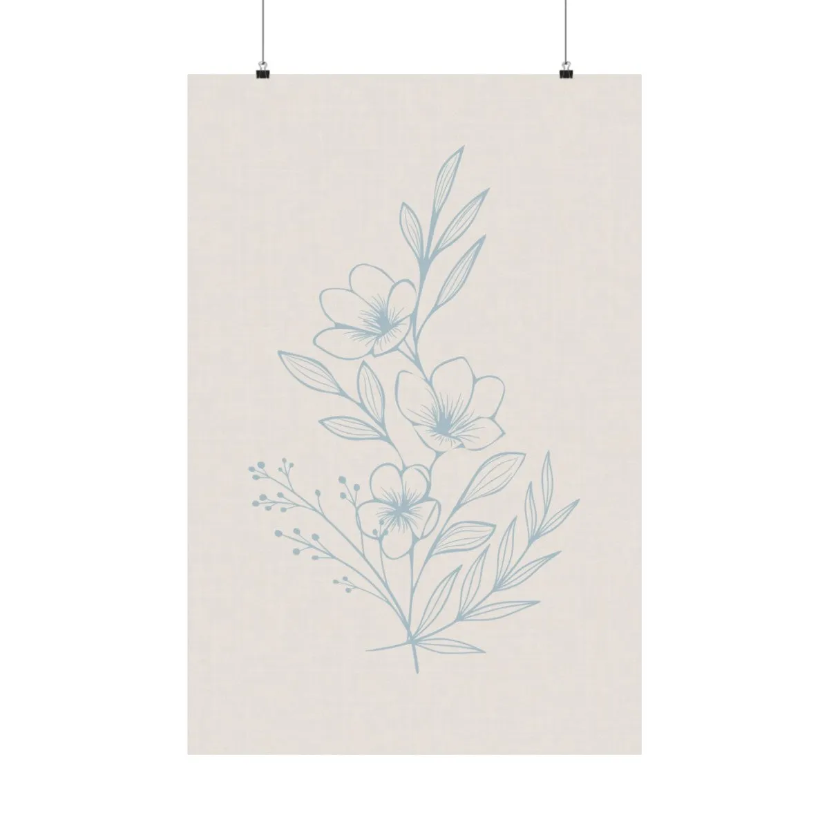 Cream and Blue Floral Wall Art