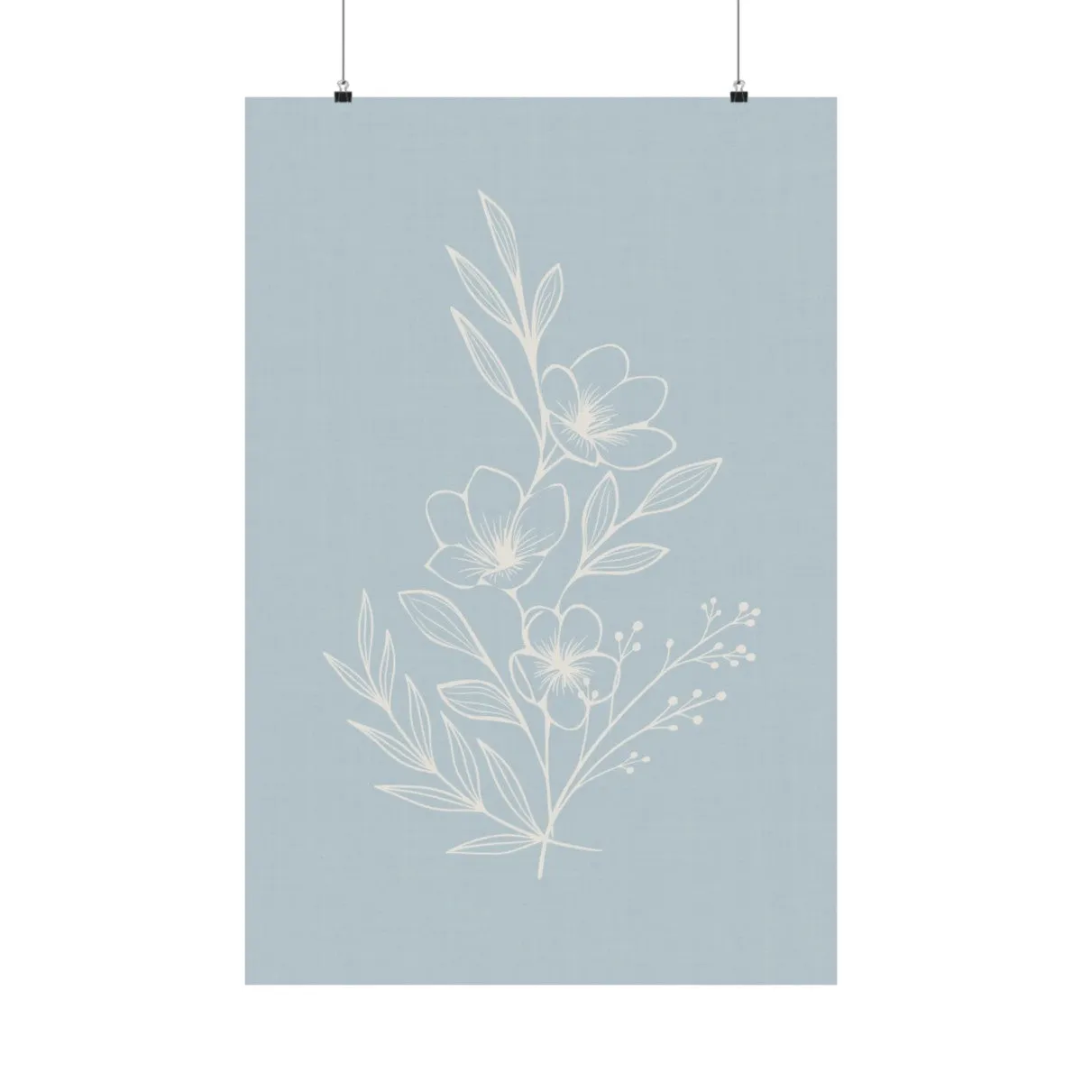 Cream and Blue Floral Wall Art