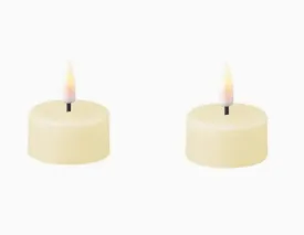 Cream LED Shiny Tealight Pair 1.6 inch