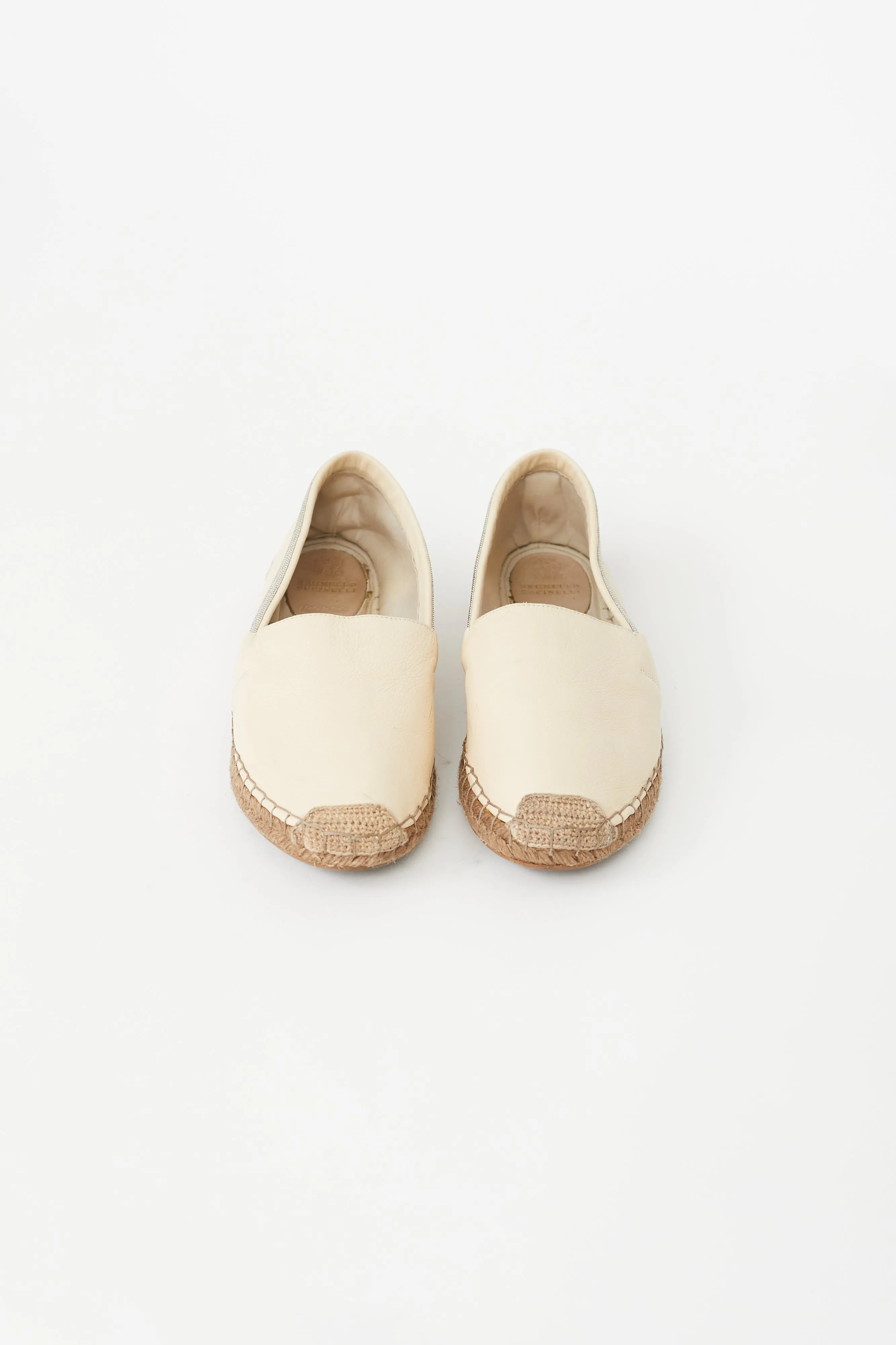 Cream Monili Leather Espadrille