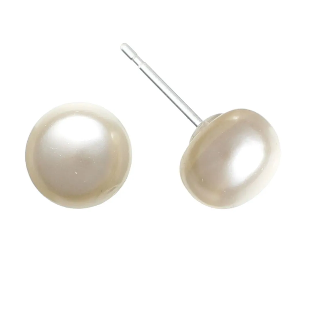 Creamy Faux Pearl Studs Hypoallergenic Earrings for Sensitive Ears Made with Plastic Posts